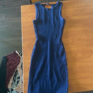 Blue long body con sleeveless dress